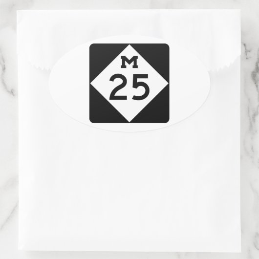 Michigan M-25 Ovaler Aufkleber (Tasche)