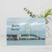 Michigan Mackinac Bridge Foto Geburtstag Einladung (Stehend Vorderseite)