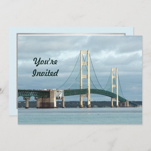 Michigan Mackinac Bridge Foto Geburtstag Einladung (Vorne/Hinten)