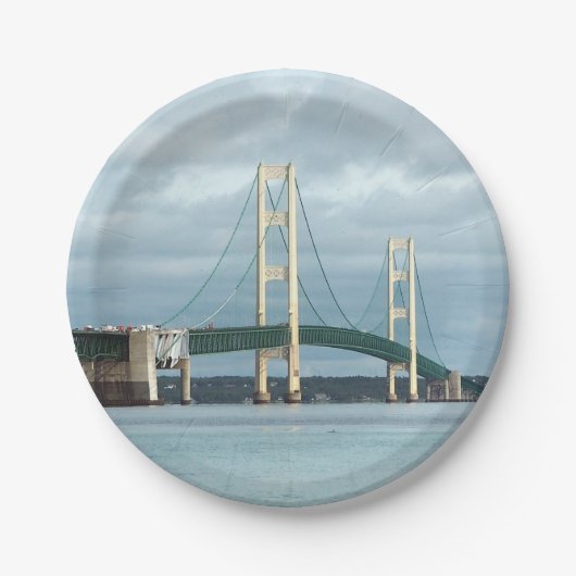 Michigan Mackinac Bridge Foto Pappteller (Vorderseite)