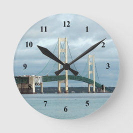 Michigan Mackinac Bridge Foto Runde Wanduhr