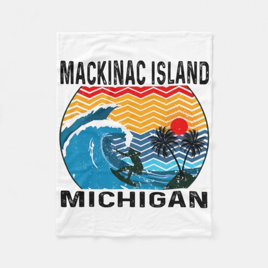 Michigan Mackinac Island Surfboard Surfing Fleecedecke (Vorderseite)