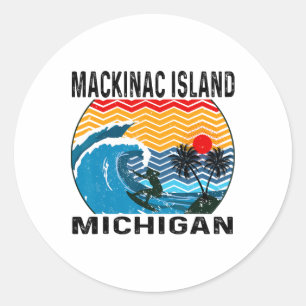 Michigan Mackinac Island Surfbrett Surfen Runder Aufkleber