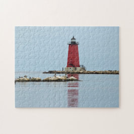 Michigan Manistique Red Lighthouse Foto Puzzle