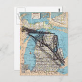 Michigan Map Art Postkarte (Vorne/Hinten)