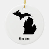 Michigan Map - Schwarz-Weiß-Modern-Karte Keramik Ornament (Vorne)