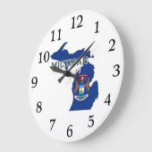 Michigan Map Shaped State Flag Michigander Flags Große Wanduhr (Winkel)