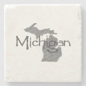 Michigan Map Shaped Vintag Gray Chalkboard Steinuntersetzer (Vorderseite)
