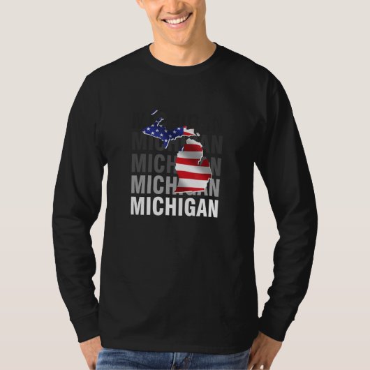 Michigan Map USA Flag T-Shirt (Vorderseite)