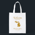 Michigan Map Wedding Welcome Bag, Gold Tote Bag Wiederverwendbare Einkaufstasche<br><div class="desc">Hochzeitswochenende Begrüßungsgeschenk-Tasche für Gäste aus der Stadt zu Ihrer Hochzeit,  mit dem Bild von Michigan,  mit Herz können Sie an der genauen Lage platzieren. Füllen Sie Tasche mit Ihren Lieblingsgoodies.</div>
