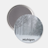 Michigan MI Winterschnee auf der Baumwelt Magnet (Vorderseite/Rückseite)