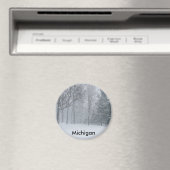 Michigan MI Winterschnee auf der Baumwelt Magnet (In Situ (Geschirrspüler))