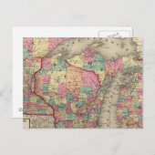 Michigan, Minnesota und Wisconsin Postkarte (Vorne/Hinten)