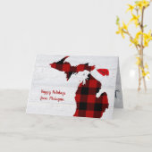 Michigan mit Büffel kariert und Santa Cap Karte (Gelbe Blume)