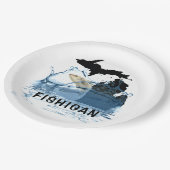 Michigan mit großem Fisch im Wasser Pappteller (Schrägansicht)