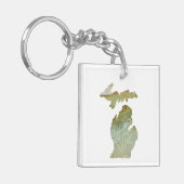 Michigan Mitten Liebe Minimalistisch Boho Floral Schlüsselanhänger (Vorderseite links)