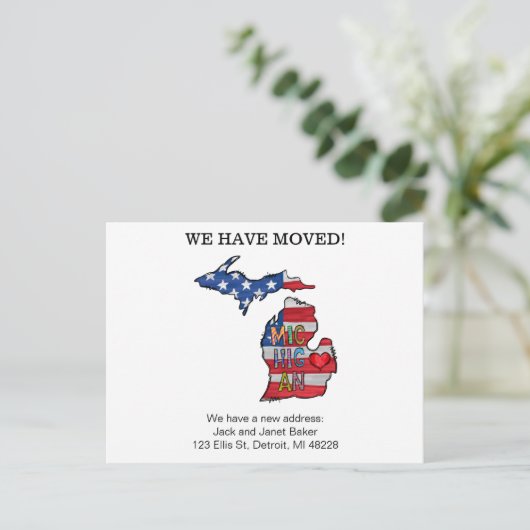 Michigan Moving Announctions Cards Postkarte (Stehend Vorderseite)