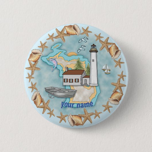Michigan Muscheln Lighthouse Button-Taste Button (Vorderseite)