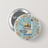 Michigan Muscheln Lighthouse Button-Taste Button (Vorne & Hinten)