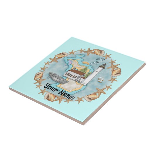 Michigan Muscheln Lighthouse Tile Fliese (Seite)