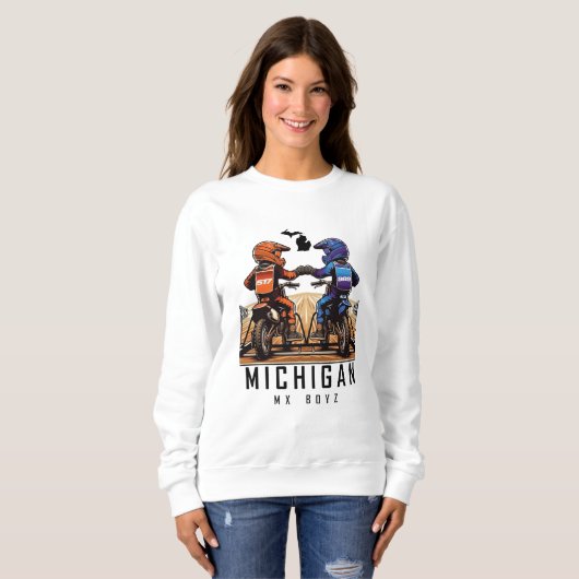 Michigan MX Boyz White Crew Kinder Sweatshirt (Vorne ganz)