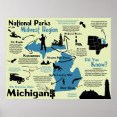 Michigan National Parks Infografik Karte Poster (Vorne)