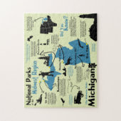 Michigan National Parks Infografik Karte Puzzle (Vertikal)