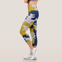 Michigan Navy & Maize Camo Printed  Capri Leggings