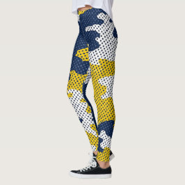 Michigan Navy & Maize Camo Printed  Leggings