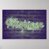 "Michigan" Neon Light Sign - Mint Choc Poster (Vorne)