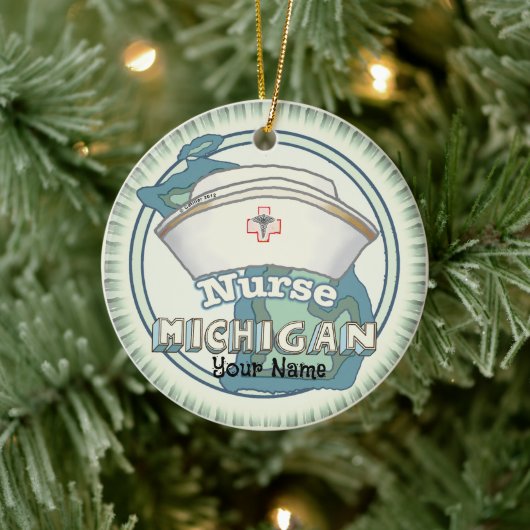 Michigan Nurse Keramik Ornament (Baum)