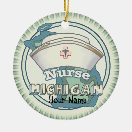 Michigan Nurse Keramik Ornament (Vorne)