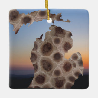 Michigan Petoskey Stone, die großen Seen geschlage Keramikornament
