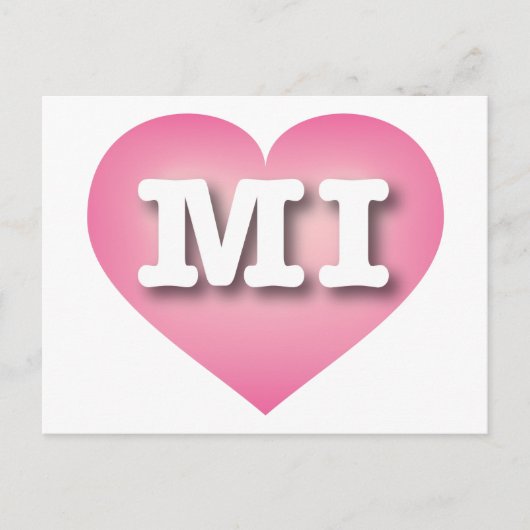 MIchigan Pink Fade Heart - I Liebe MI Postkarte (Vorderseite)