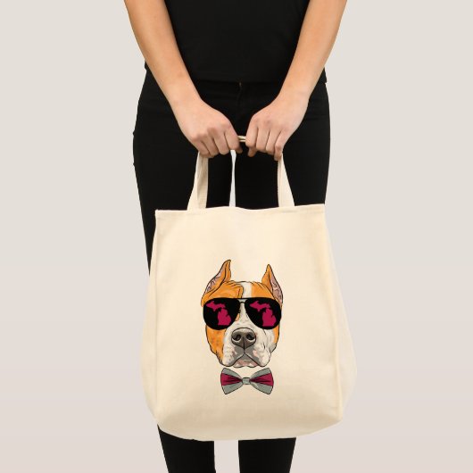 Michigan Pitbull mit Sonnenbrille Tragetasche (Vorderseite (Produkt))