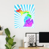 michigan platzte Regenbogenherzen Poster (Heimbüro)