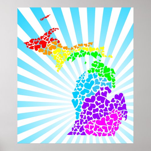 michigan platzte Regenbogenherzen Poster (Vorne)