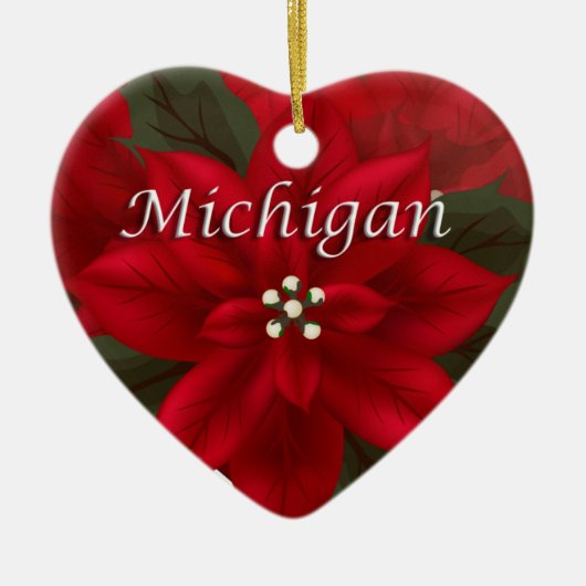 Michigan Poinsettia Herz Keepake Ornament (Vorne)