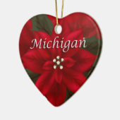 Michigan Poinsettia Herz Keepake Ornament (Links)