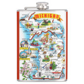 Michigan Postcard Map Flachmann (Vorderseite)