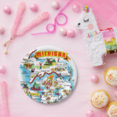 Michigan Postcard Map Pappteller (Party)