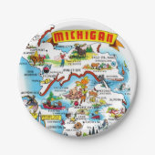 Michigan Postcard Map Pappteller (Vorderseite)