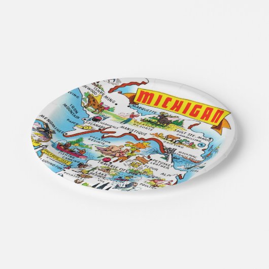 Michigan Postcard Map Pappteller (Schrägansicht)