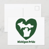 Michigan Pride Herz Postkarte (Vorne/Hinten)