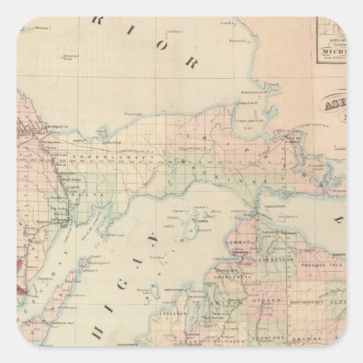 Michigan Quadratischer Aufkleber (Vorderseite)