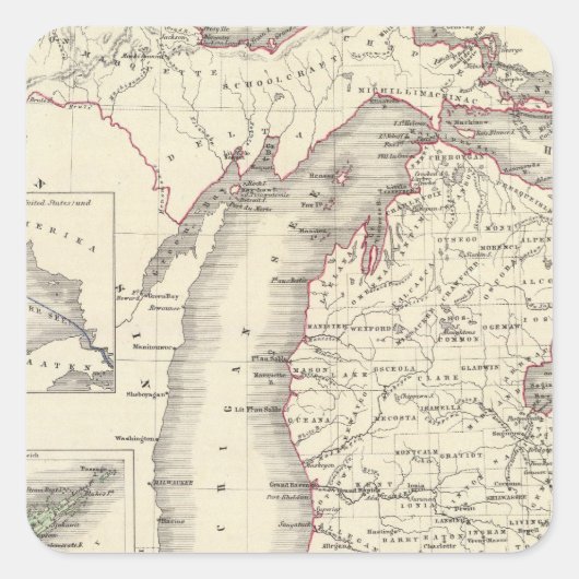Michigan Quadratischer Aufkleber (Vorderseite)