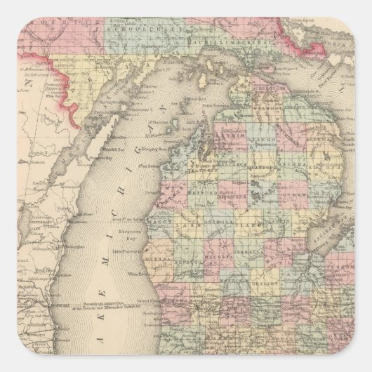 Michigan Quadratischer Aufkleber (Vorderseite)