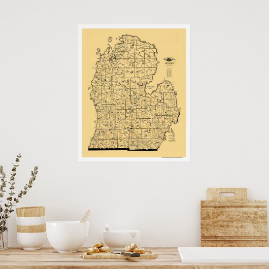Michigan Railroad Map 1897 Poster (Küche)