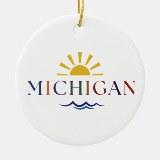 Michigan Rainbow Sun and Waves Ornament (Vorne)