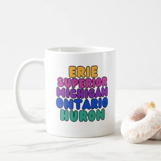 Michigan Rainbow Text Great Lakes Coffee Mug Kaffeetasse (Mit Donut)